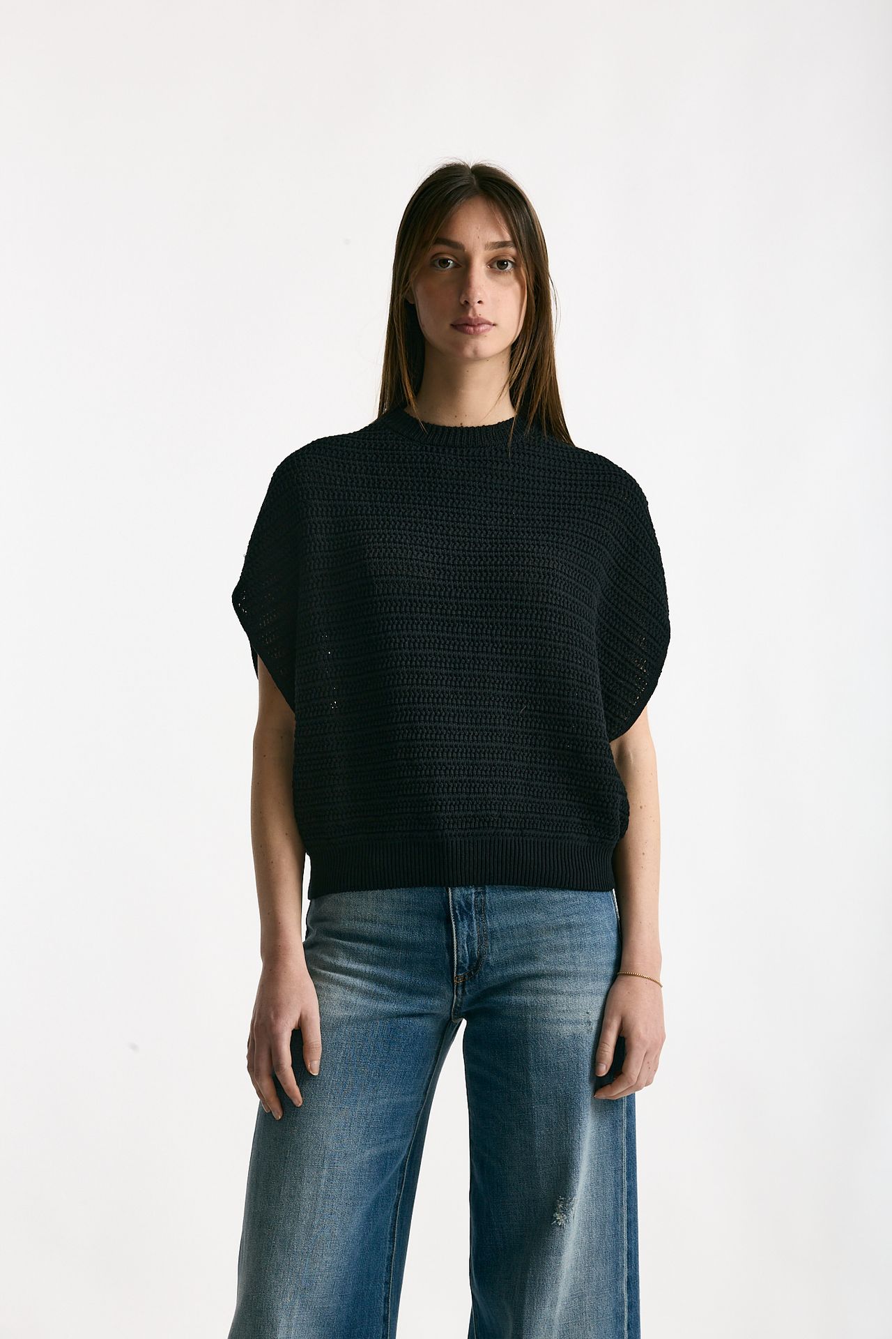 Maglia lavorata nero donna Nude - 2