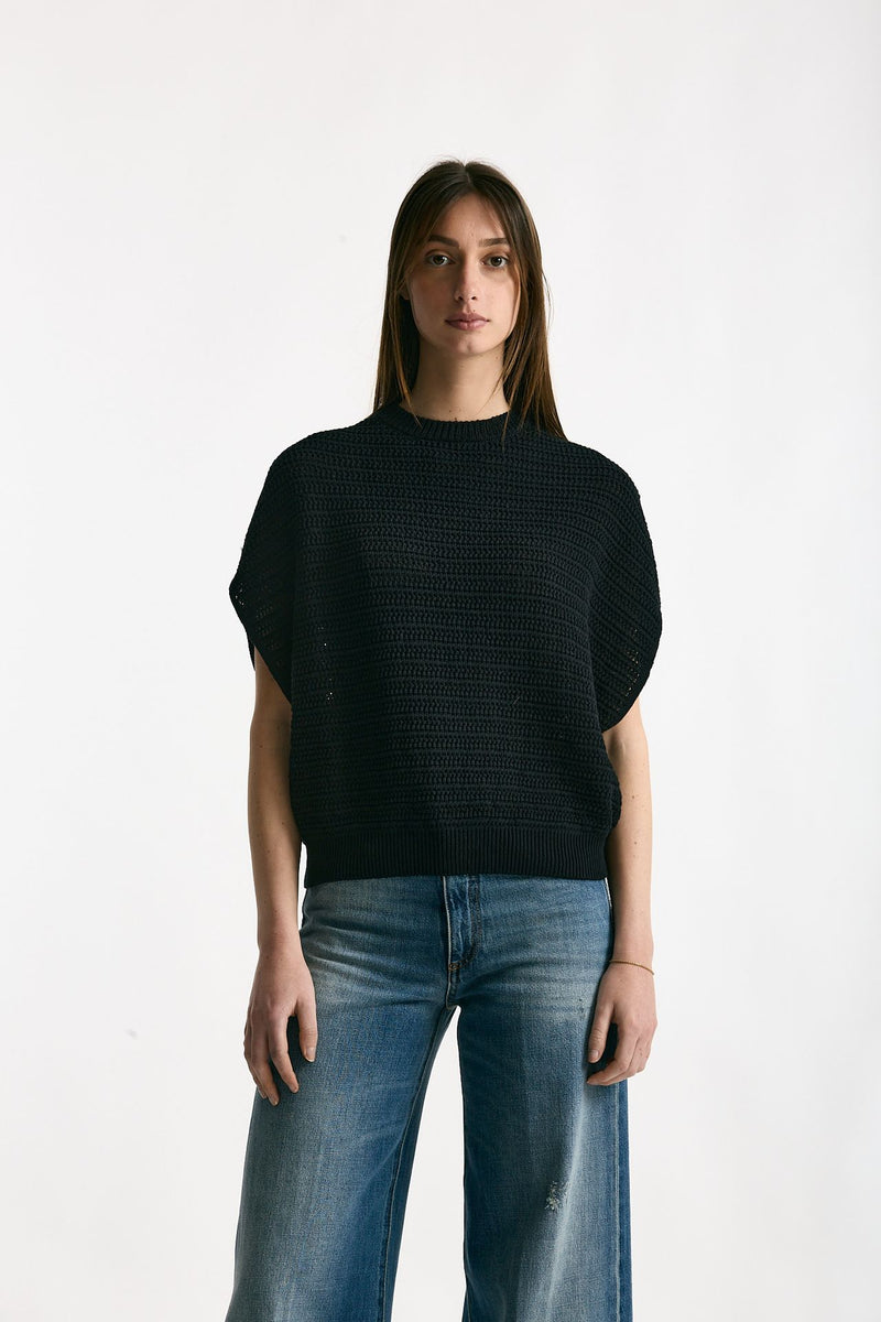 Maglia lavorata nero donna Nude - 2
