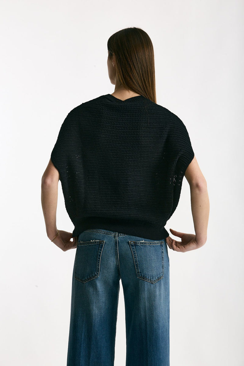 Maglia lavorata nero donna Nude - 4