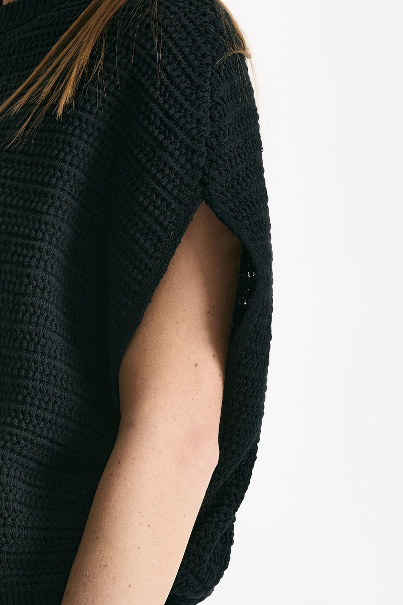 Maglia lavorata nero donna Nude - 5