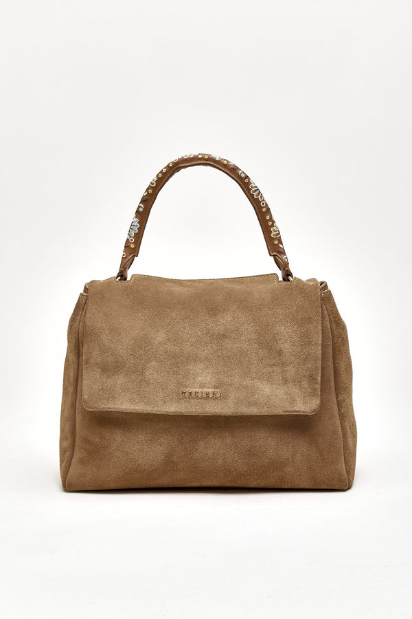 Borsa SVEVA PEACH FLOWERS MIDI in suede donna Orciani