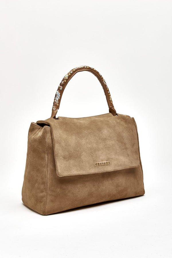 Borsa SVEVA PEACH FLOWERS MIDI in suede donna Orciani