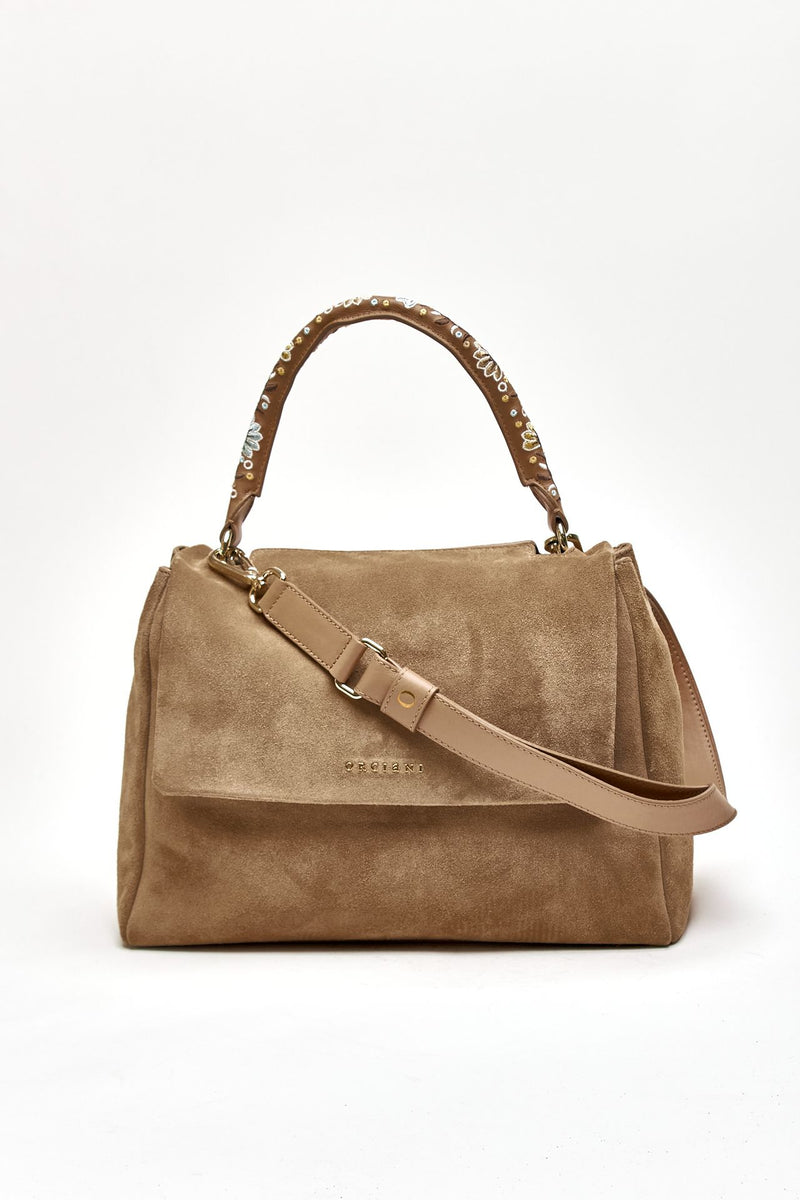 Borsa SVEVA PEACH FLOWERS MIDI in suede donna Orciani - 4