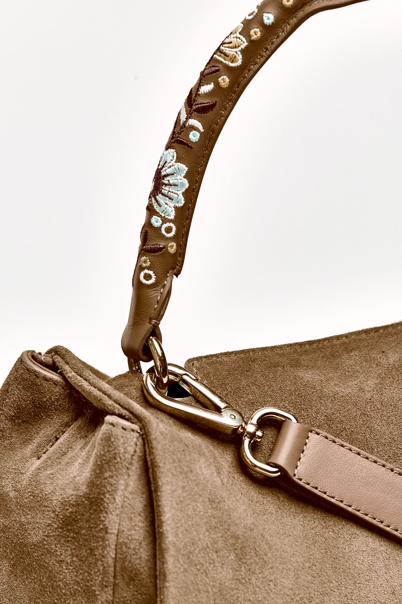 Borsa SVEVA PEACH FLOWERS MIDI in suede donna Orciani - 6