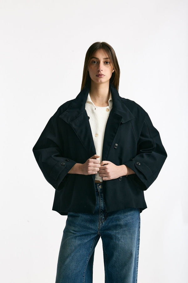 Caban corto blu/black donna Paltò