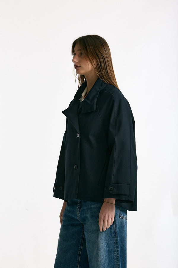 Caban corto blu/black donna Paltò