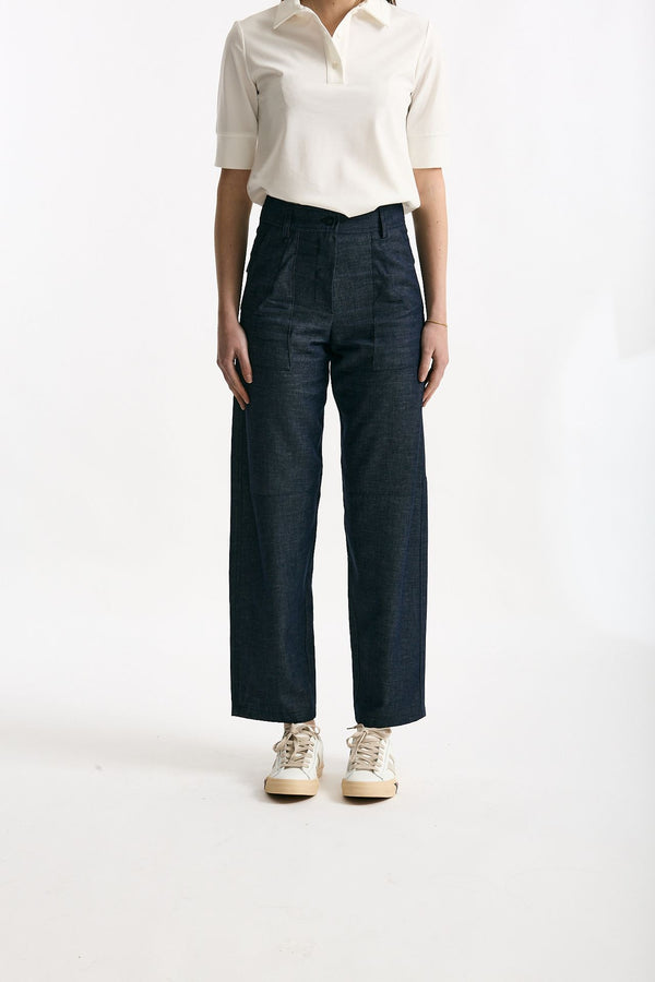 Pantalone effetto denim blu donna ( p - s )