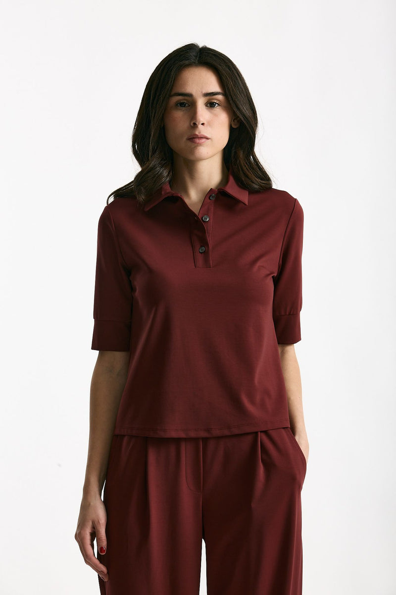 Maglia polo bordeaux donna ( p - s ) - 3