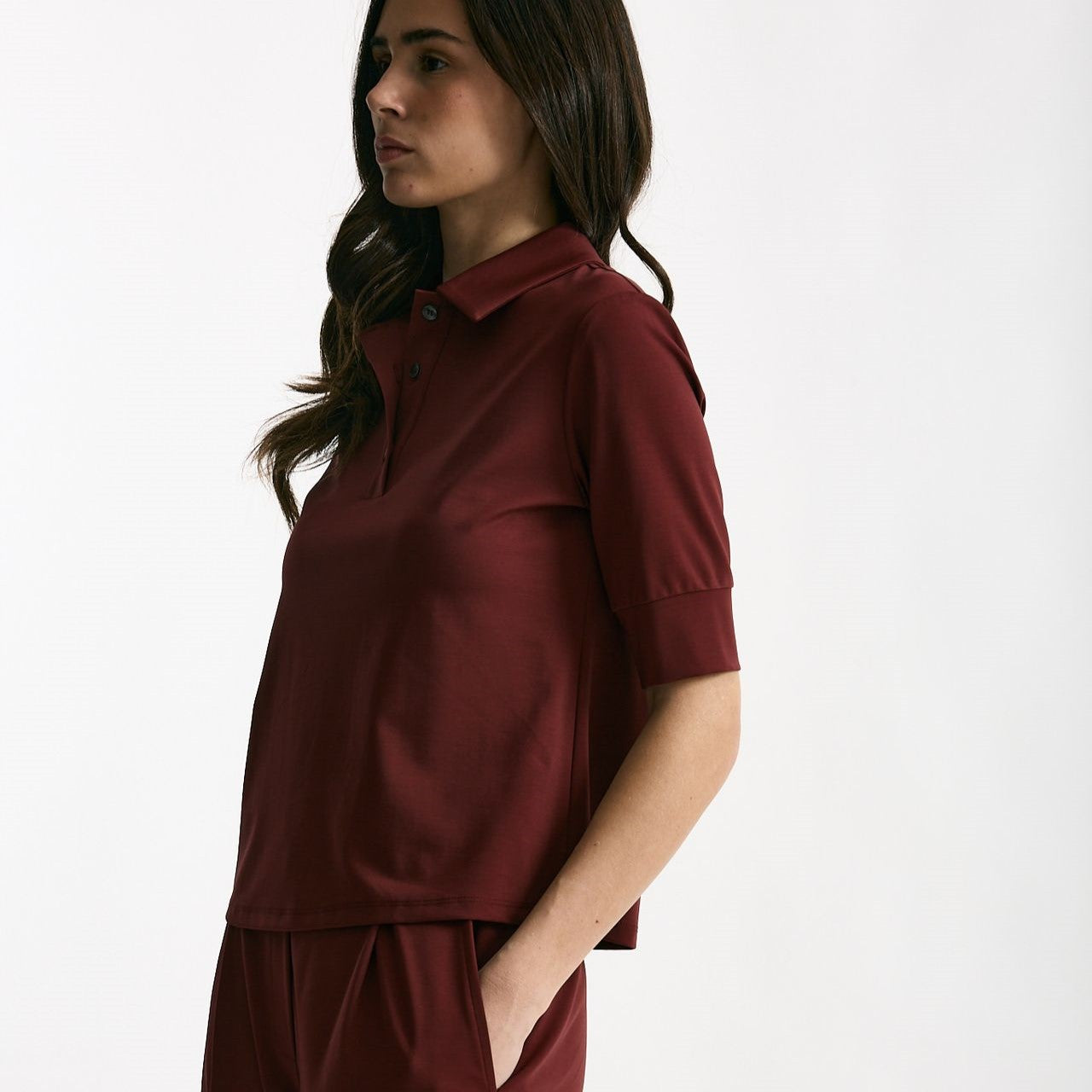 Maglia polo bordeaux donna ( p - s ) - 6