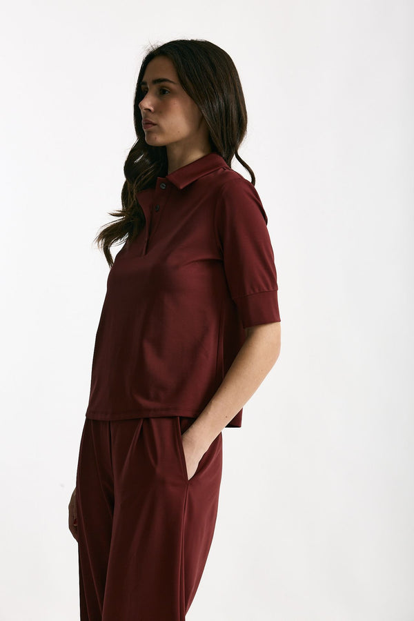 Maglia polo bordeaux donna ( p - s )