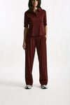 Pantalone fluido bordeaux donna ( p - s ) - 1