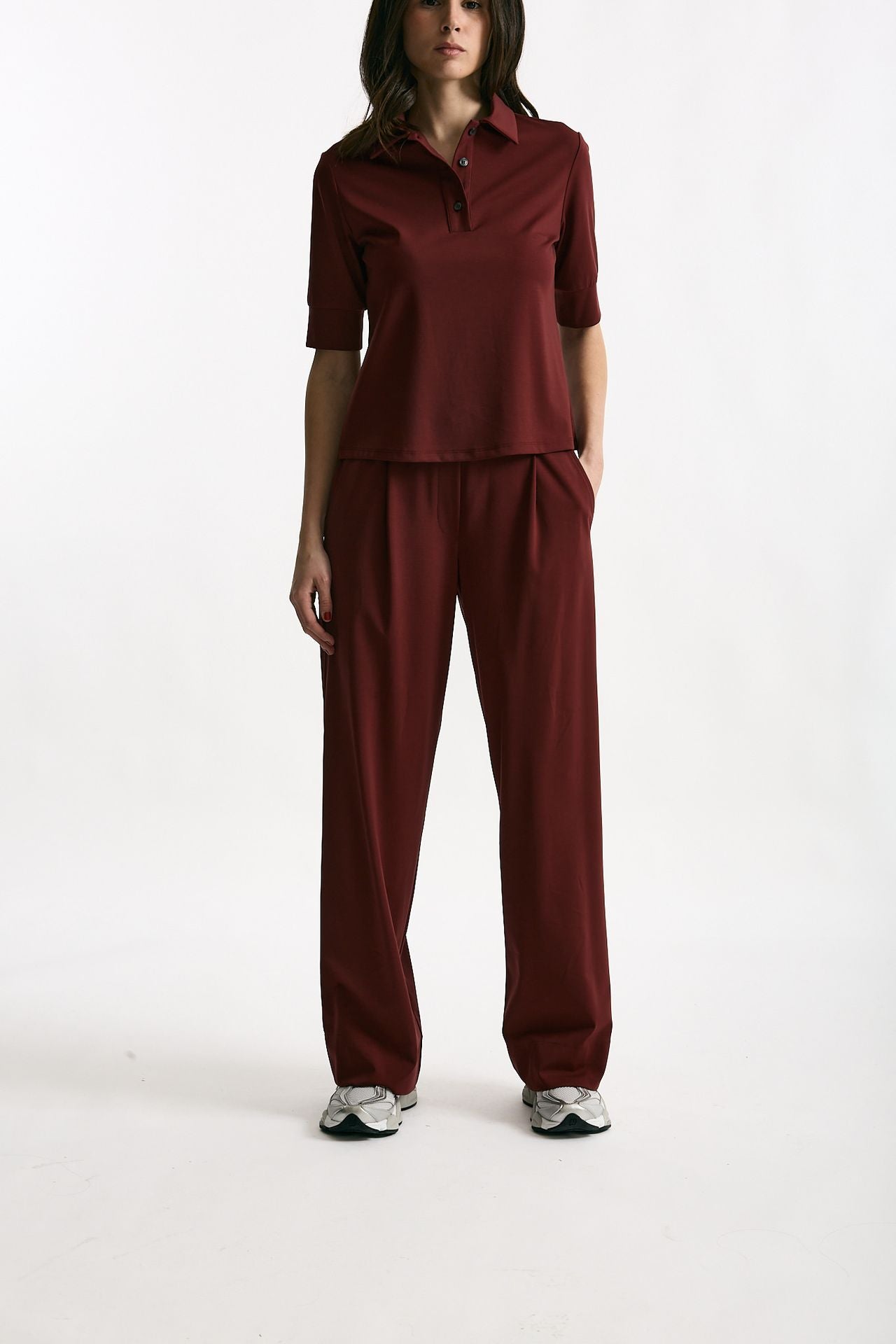 Pantalone fluido bordeaux donna ( p - s ) - 1