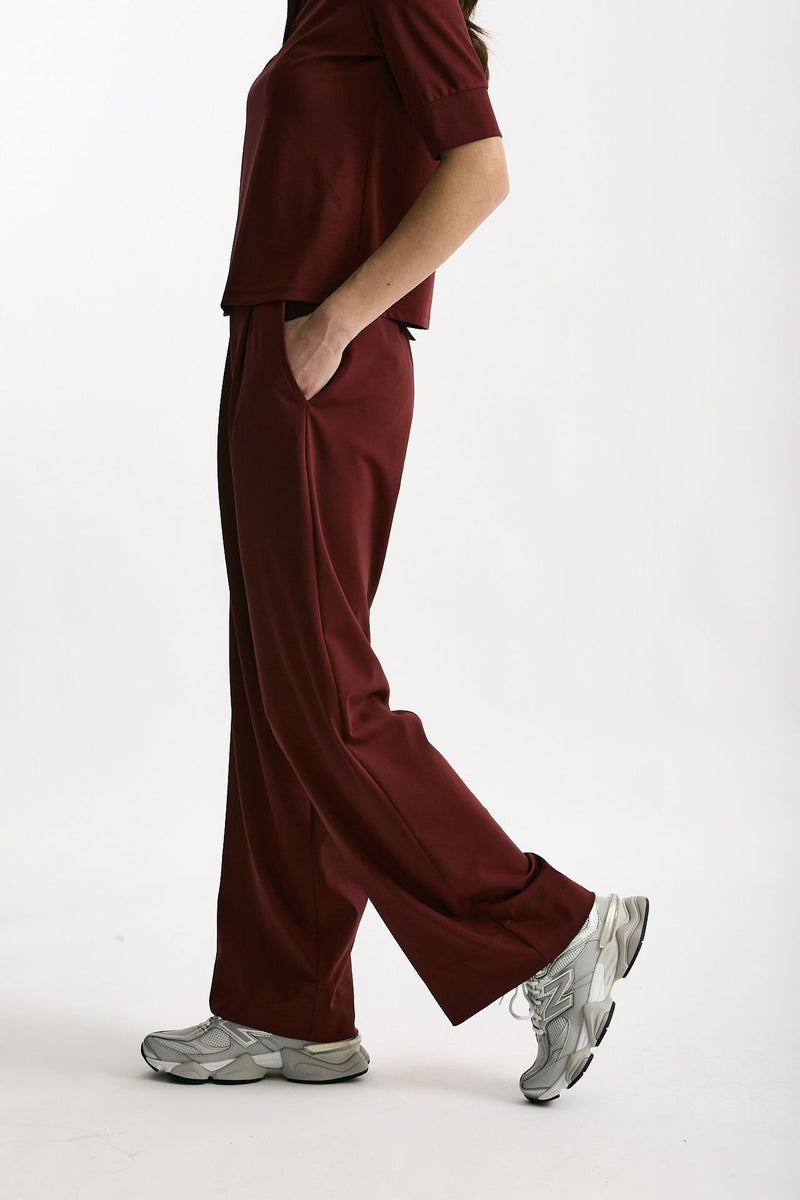 Pantalone fluido bordeaux donna ( p - s ) - 2