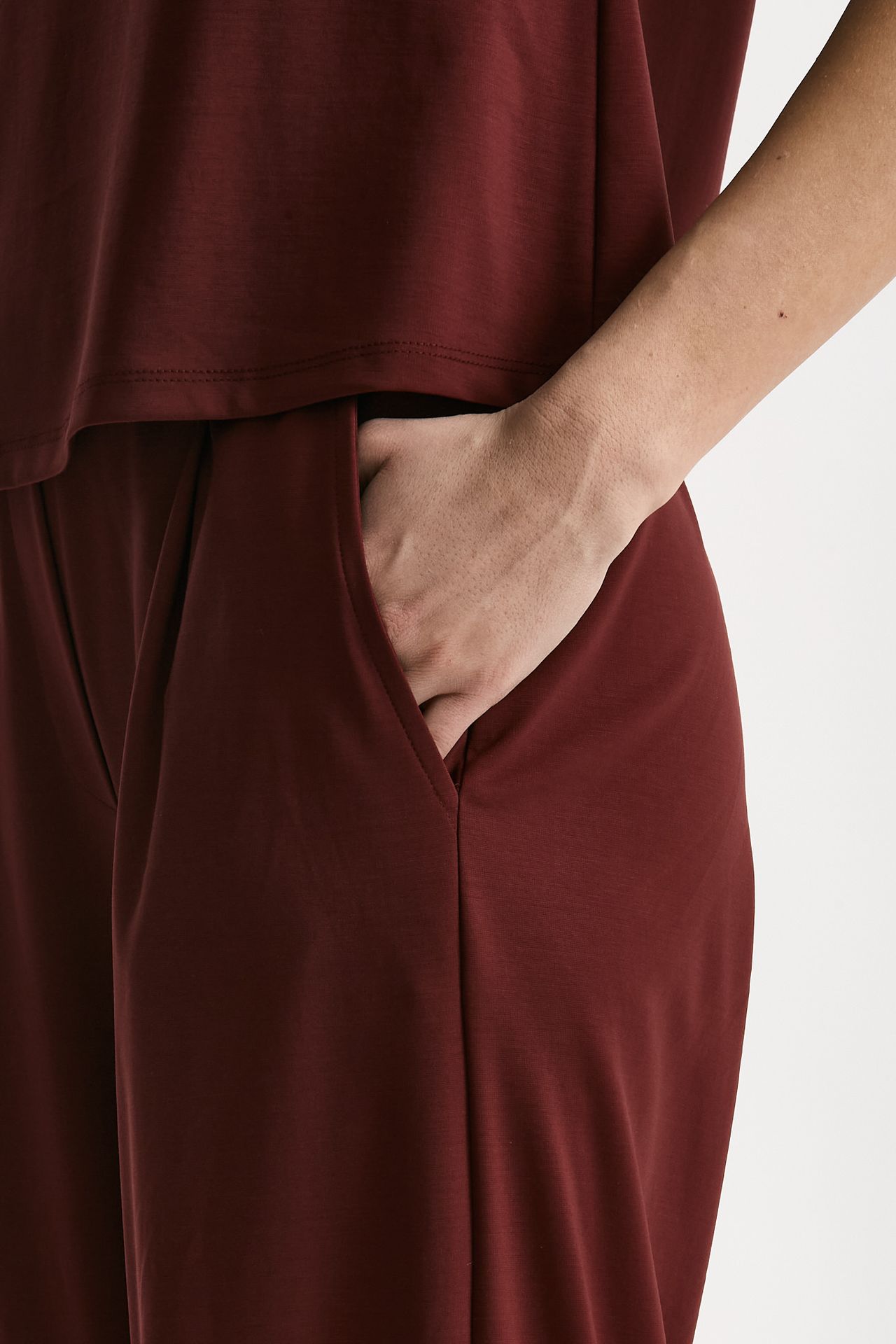 Pantalone fluido bordeaux donna ( p - s ) - 5