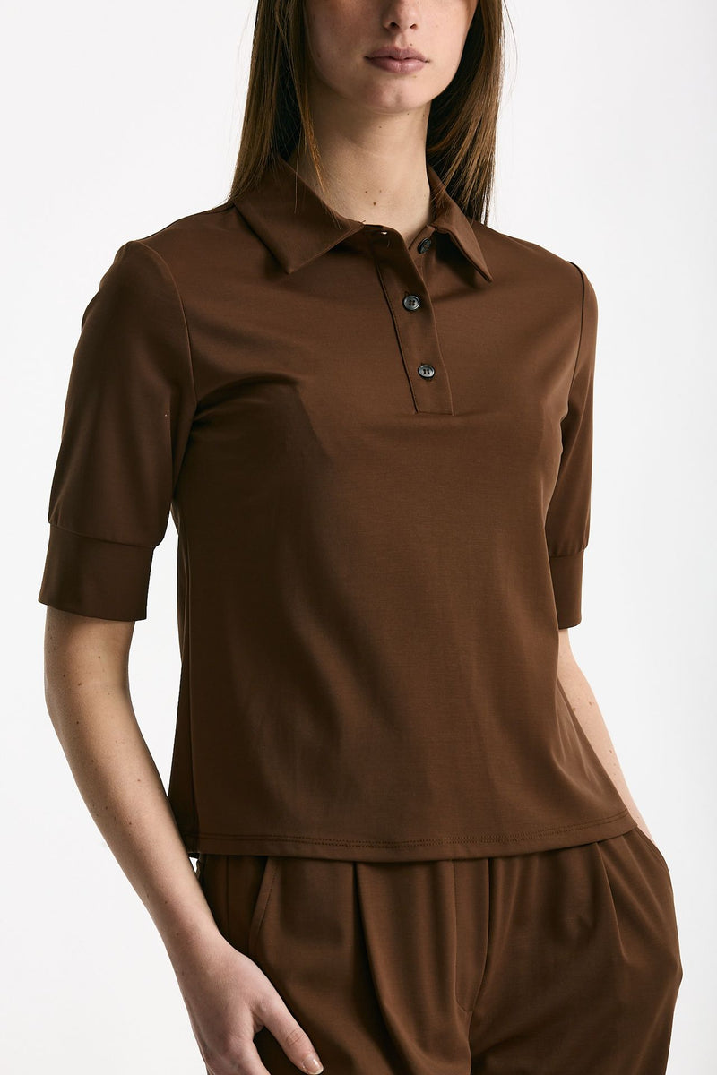Maglia polo marrone donna ( p - s ) - 2