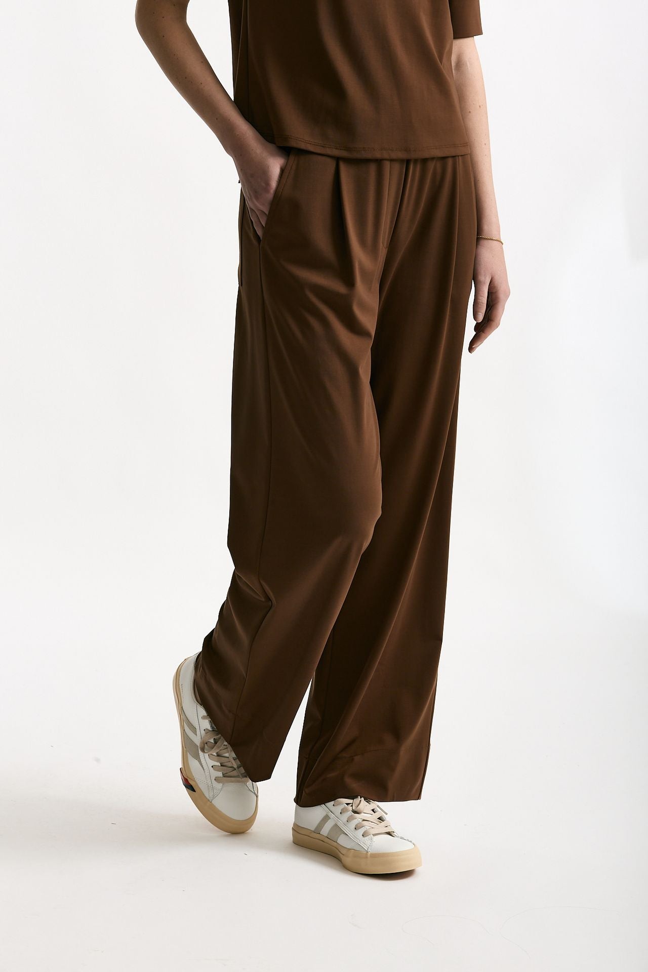 Pantalone fluido marrone donna ( p - s ) - 3