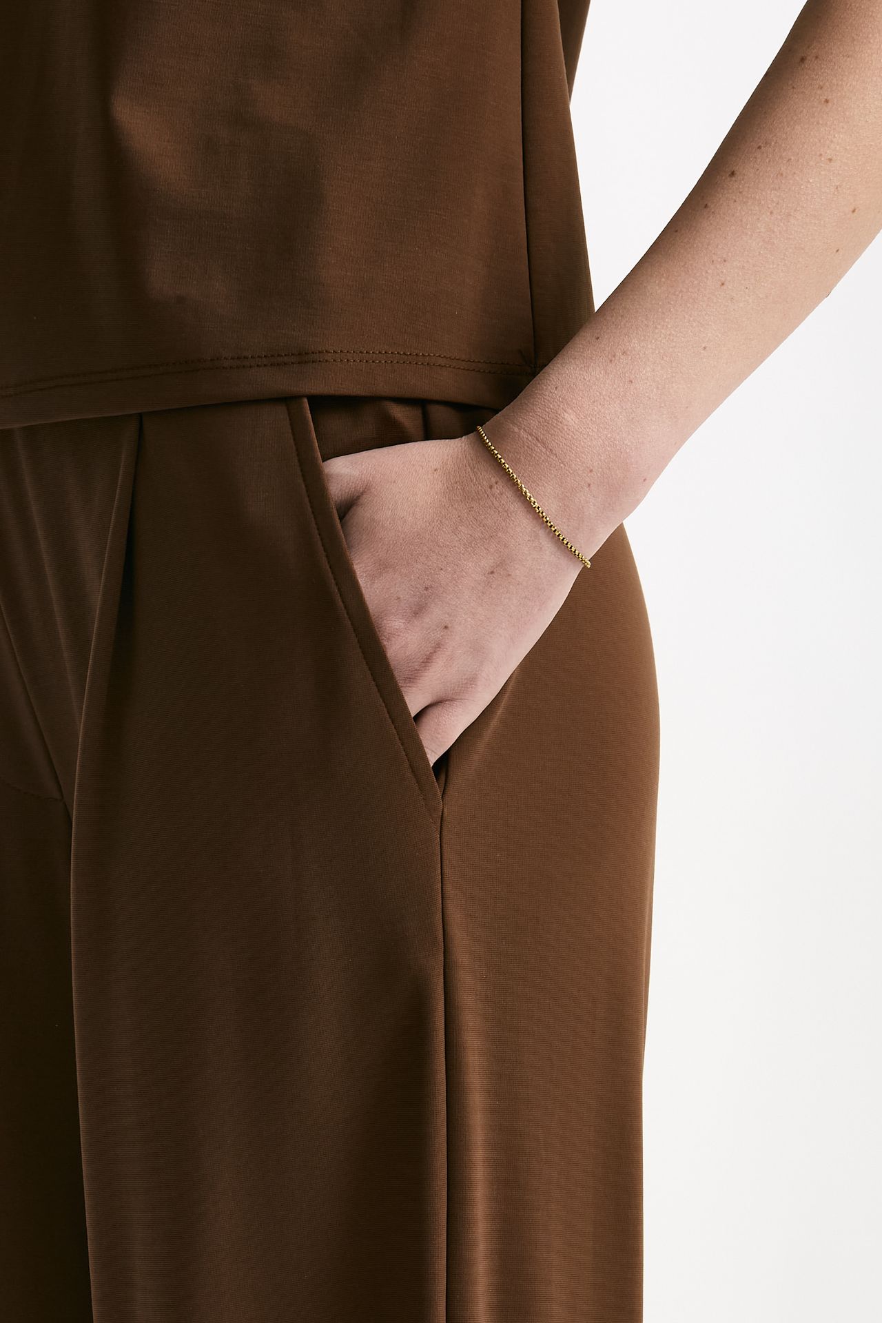 Pantalone fluido marrone donna ( p - s ) - 4