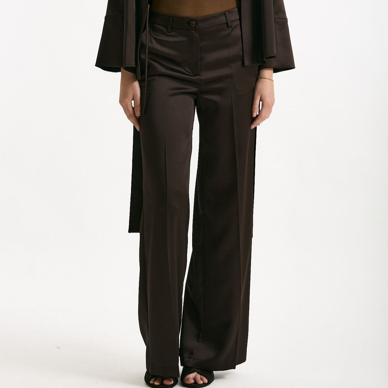 Pantalone palazzo Vita alta cioccolato donna ( p - s ) - 6