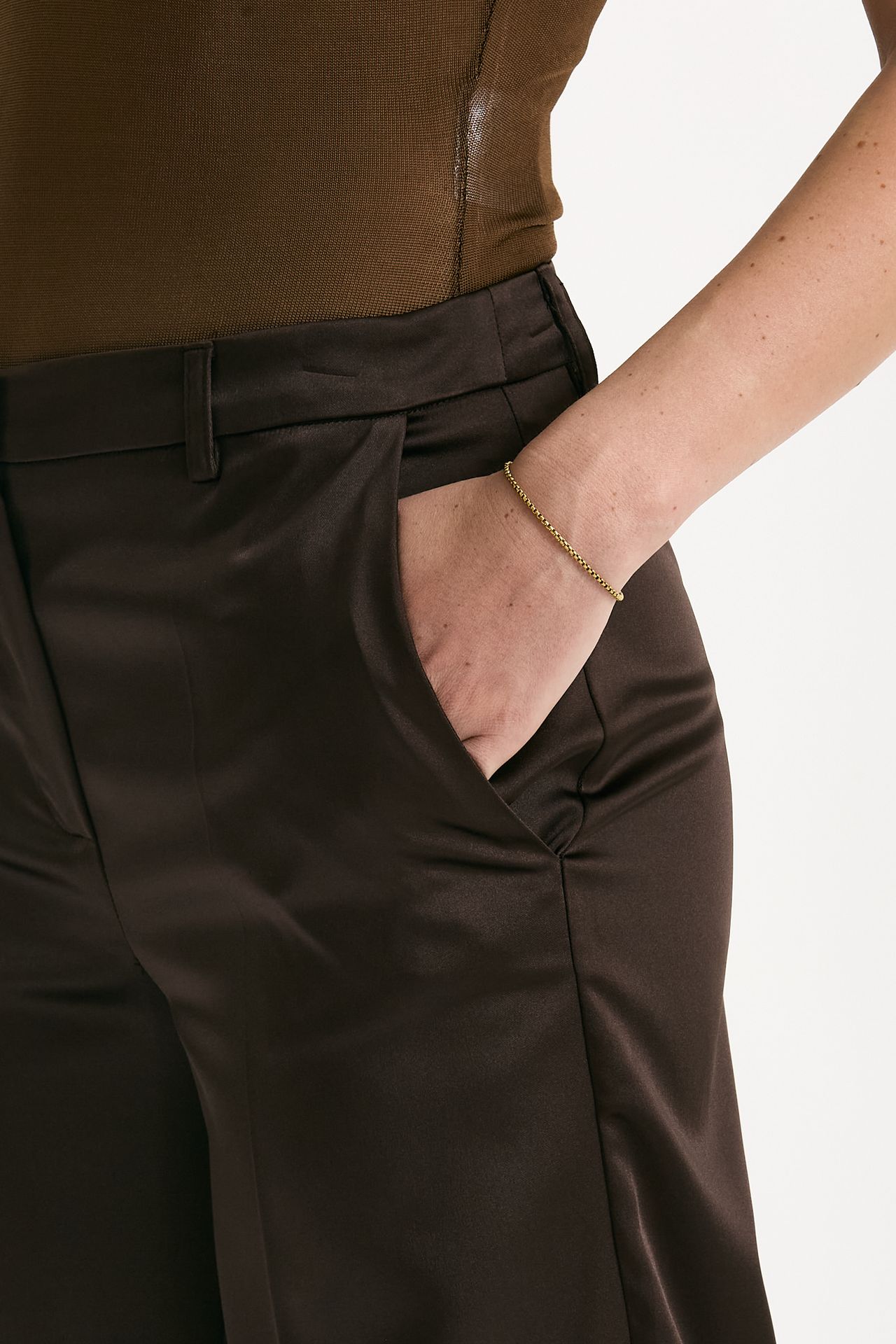 Pantalone palazzo Vita alta cioccolato donna ( p - s ) - 5