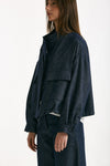 Giubbino in misto lino blu denim donna ( p - s ) - 3