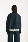 Giubbino in misto lino blu denim donna ( p - s ) - 4