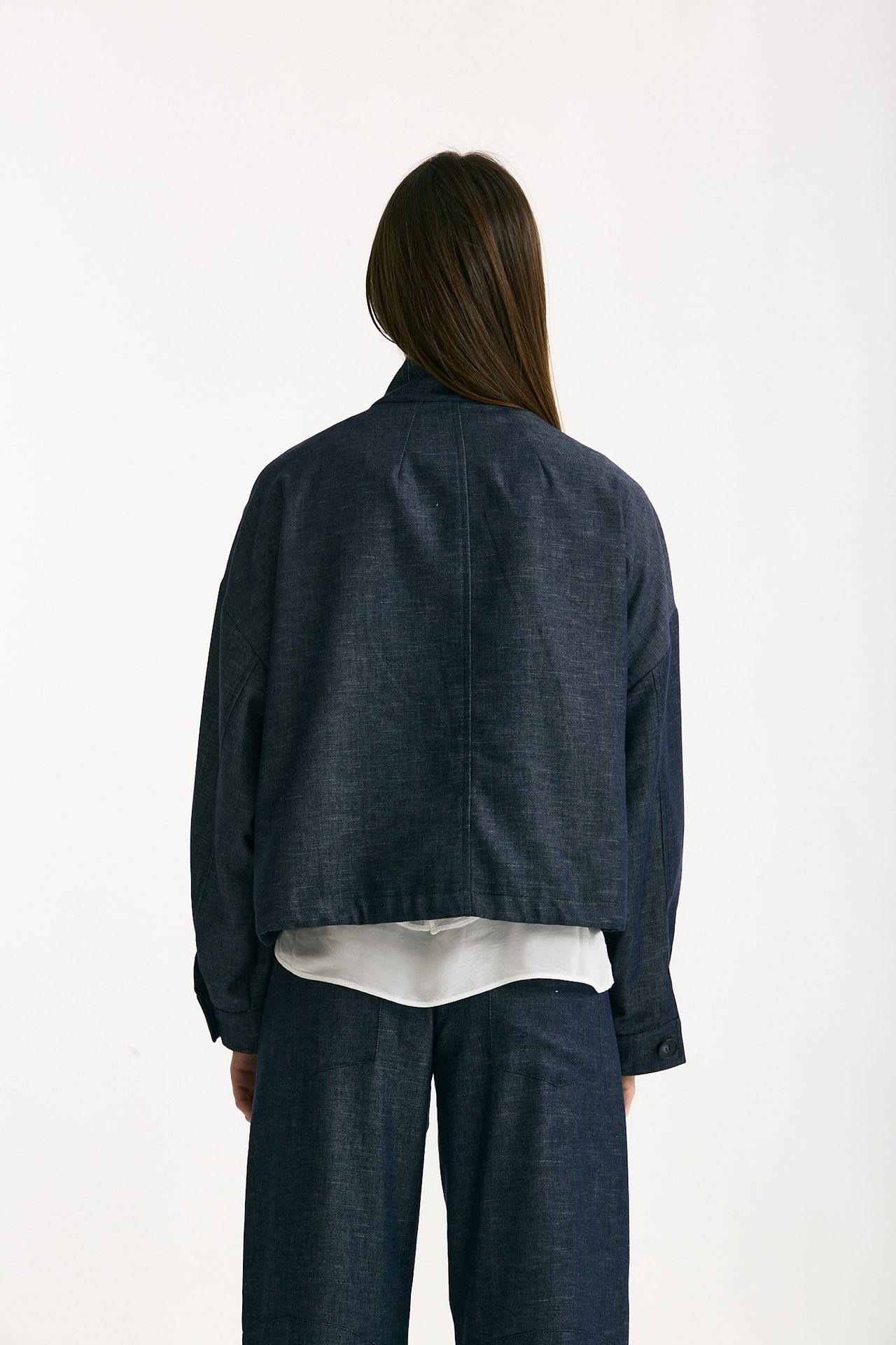Giubbino in misto lino blu denim donna ( p - s ) - 4