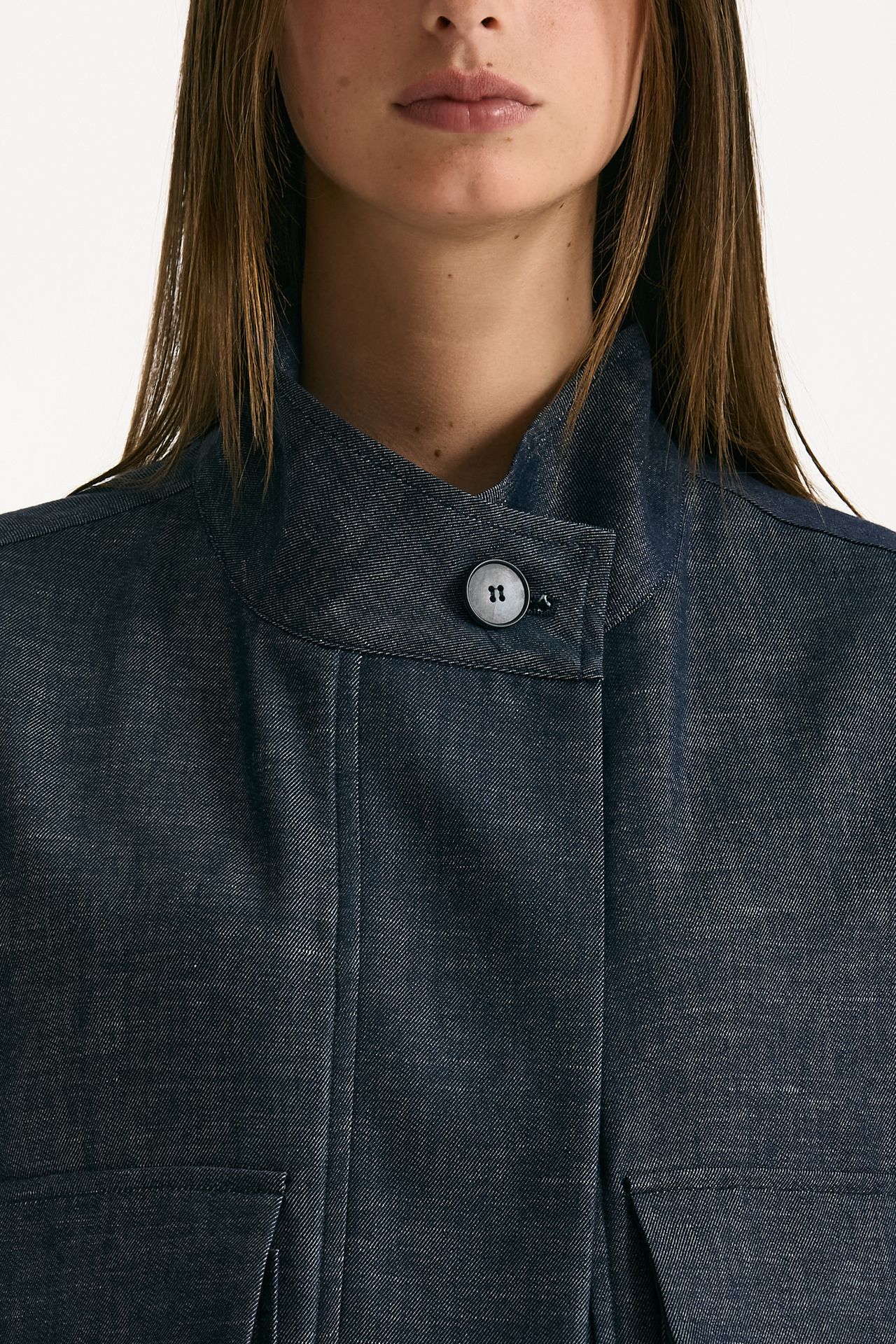 Giubbino in misto lino blu denim donna ( p - s ) - 6