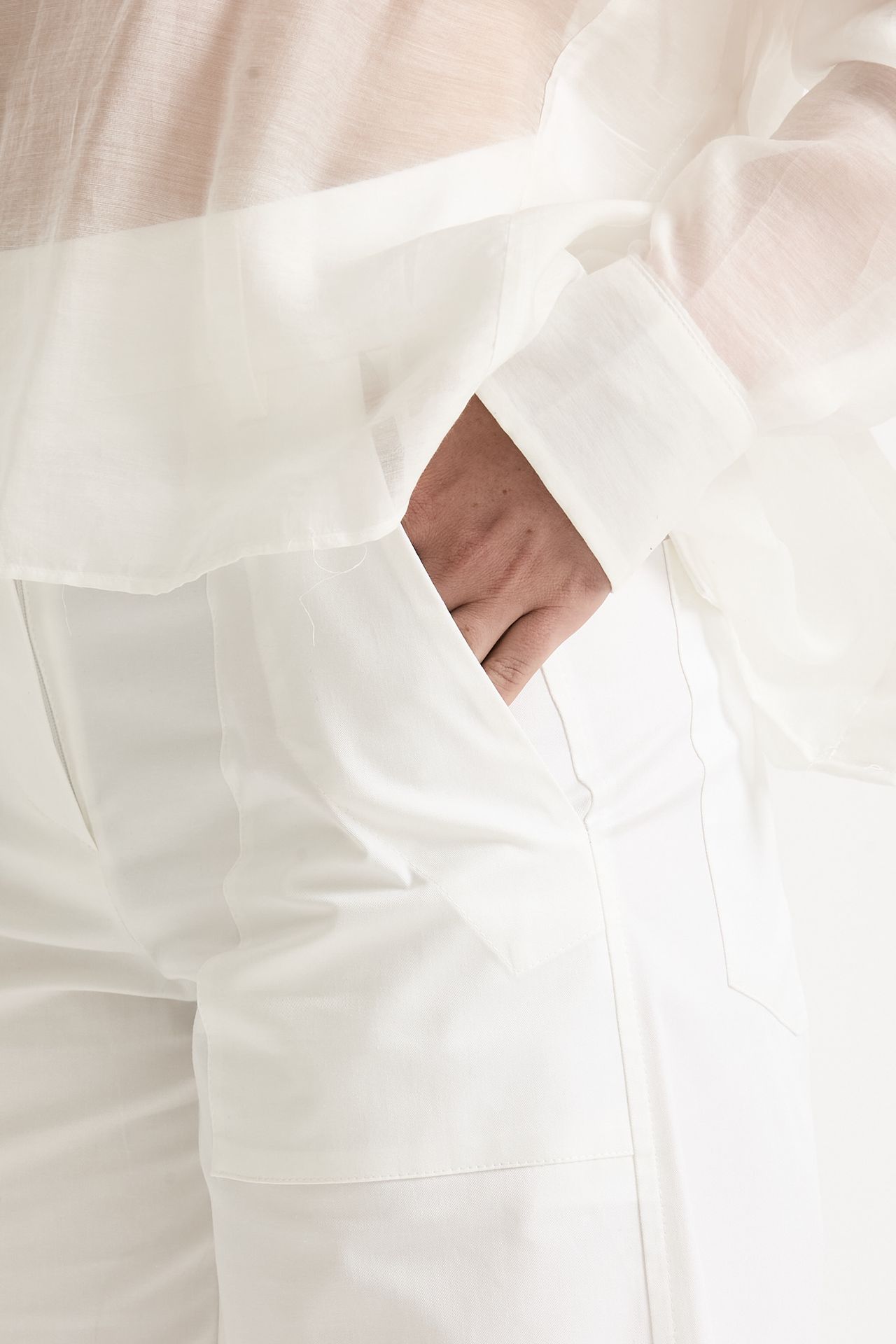 Pantalone in cotone bianco donna ( p - s ) - 5