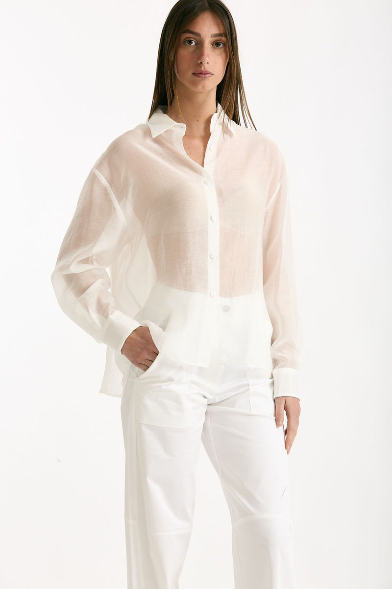 Camicia in mussola bianco donna ( p - s ) - 4