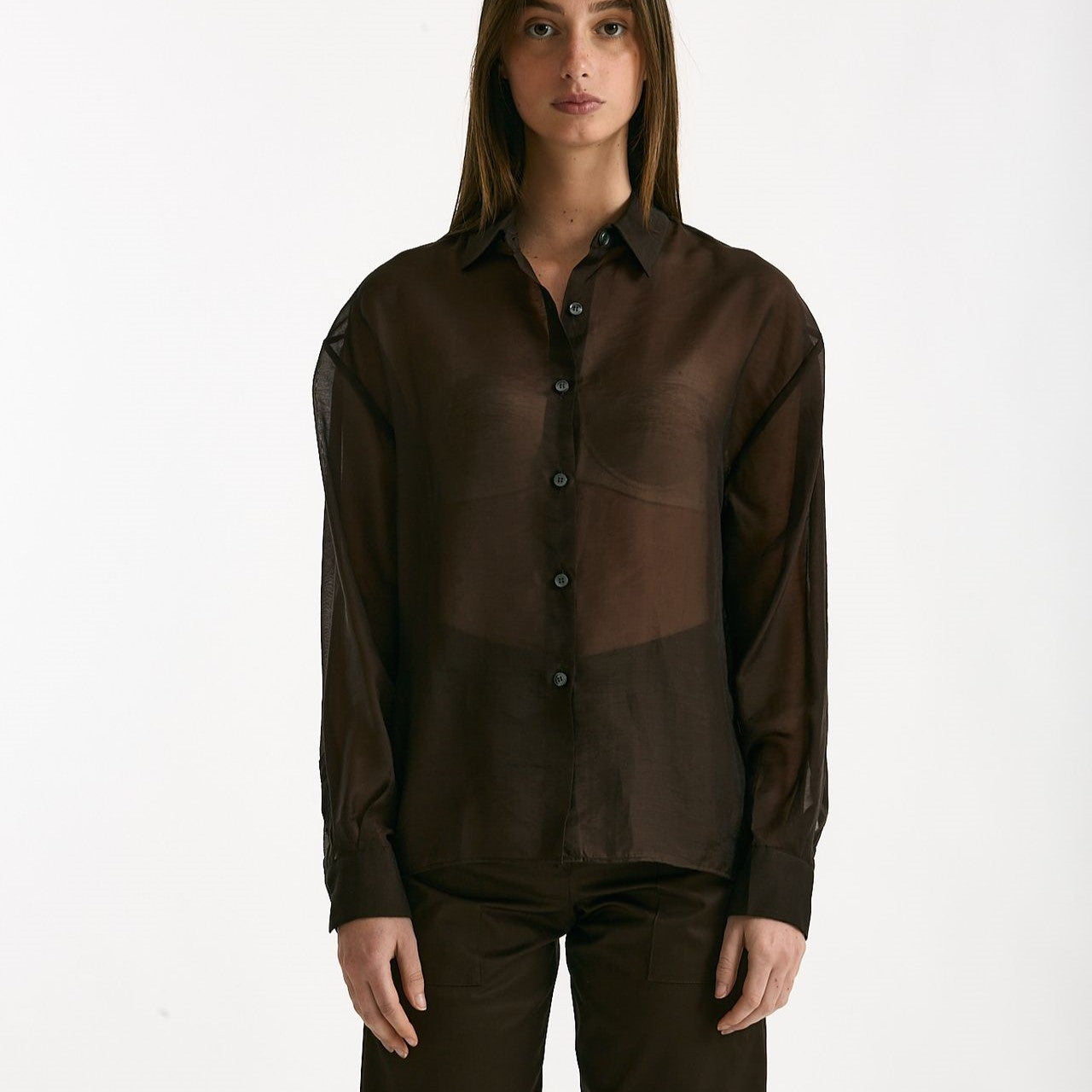 Camicia in mussola cioccolato donna ( p - s ) - 7