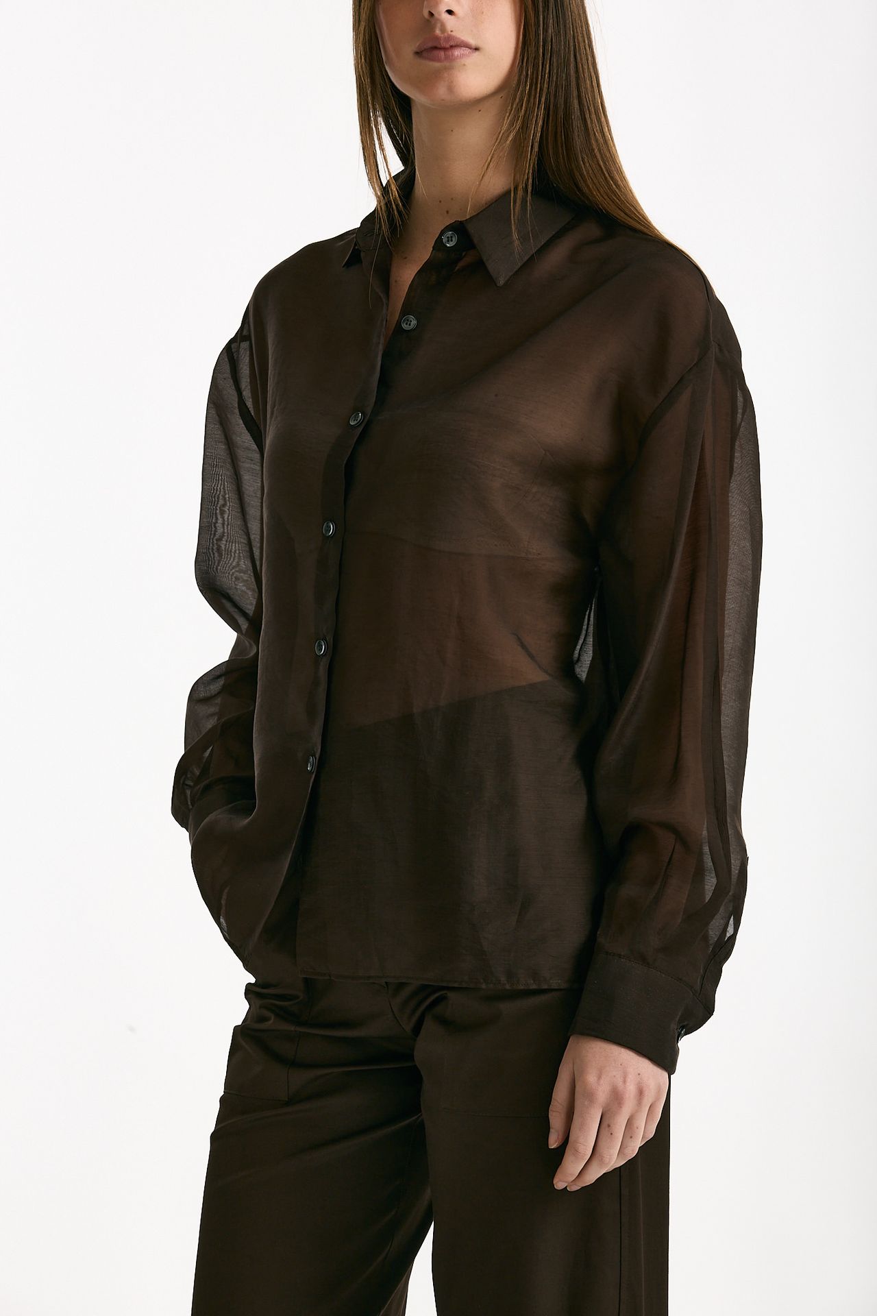 Camicia in mussola cioccolato donna ( p - s ) - 4
