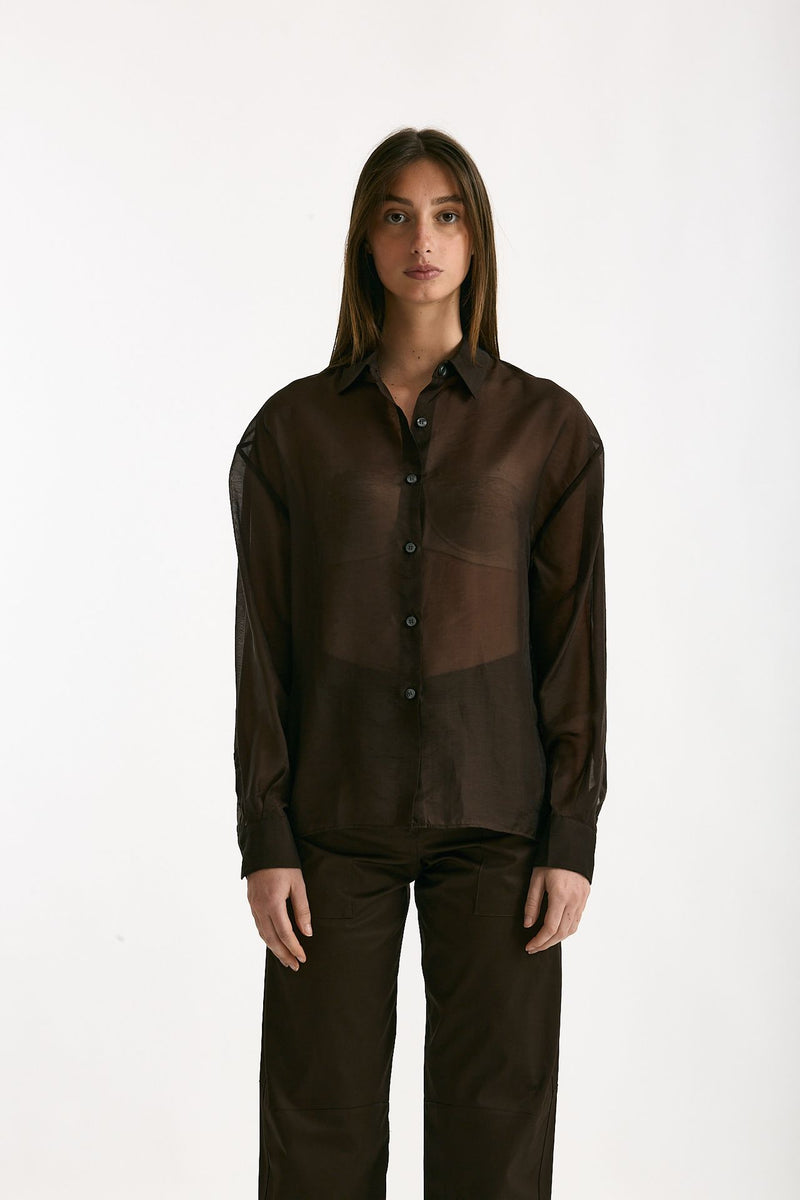 Camicia in mussola cioccolato donna ( p - s ) - 3