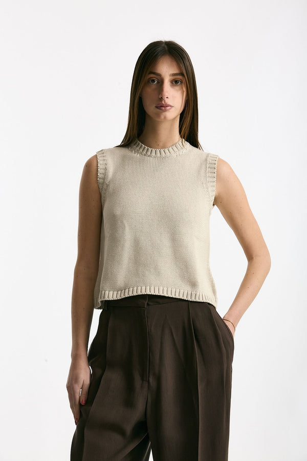 Gilet in maglia beige donna Scaglione