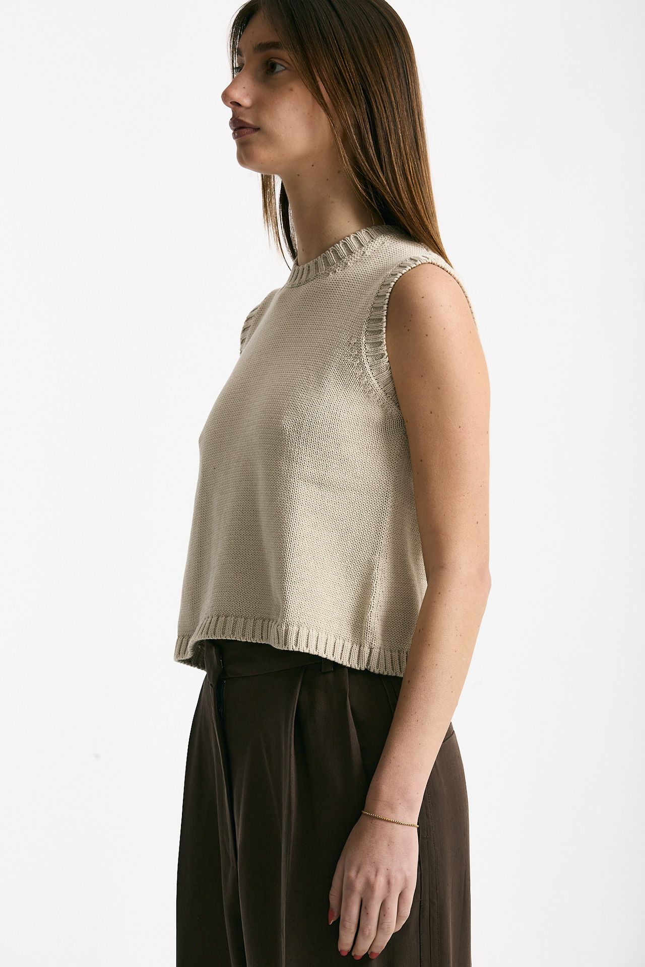 Gilet in maglia beige donna Scaglione - 2