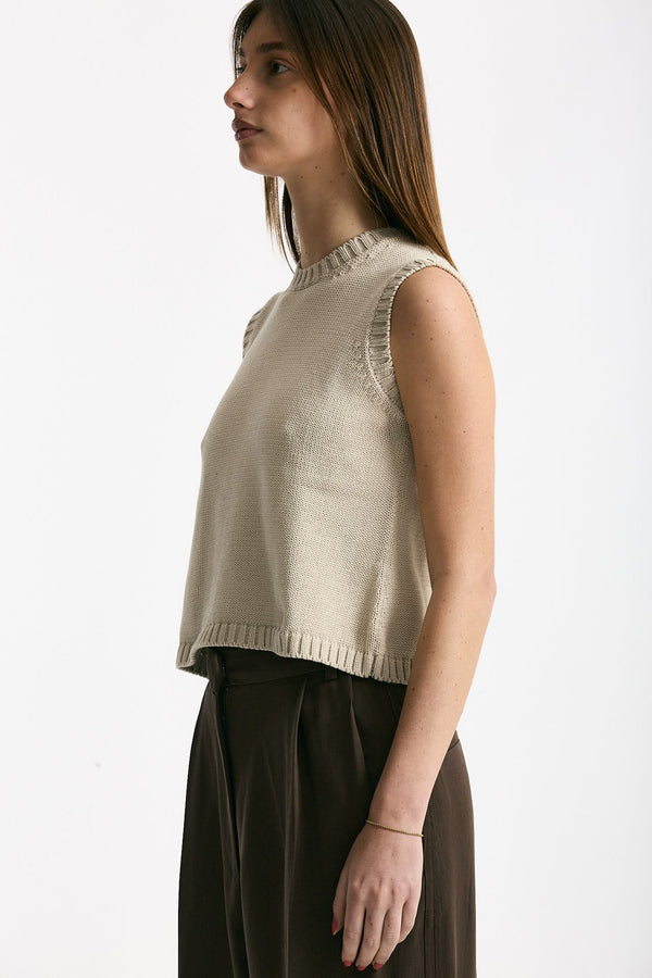 Gilet in maglia beige donna Scaglione