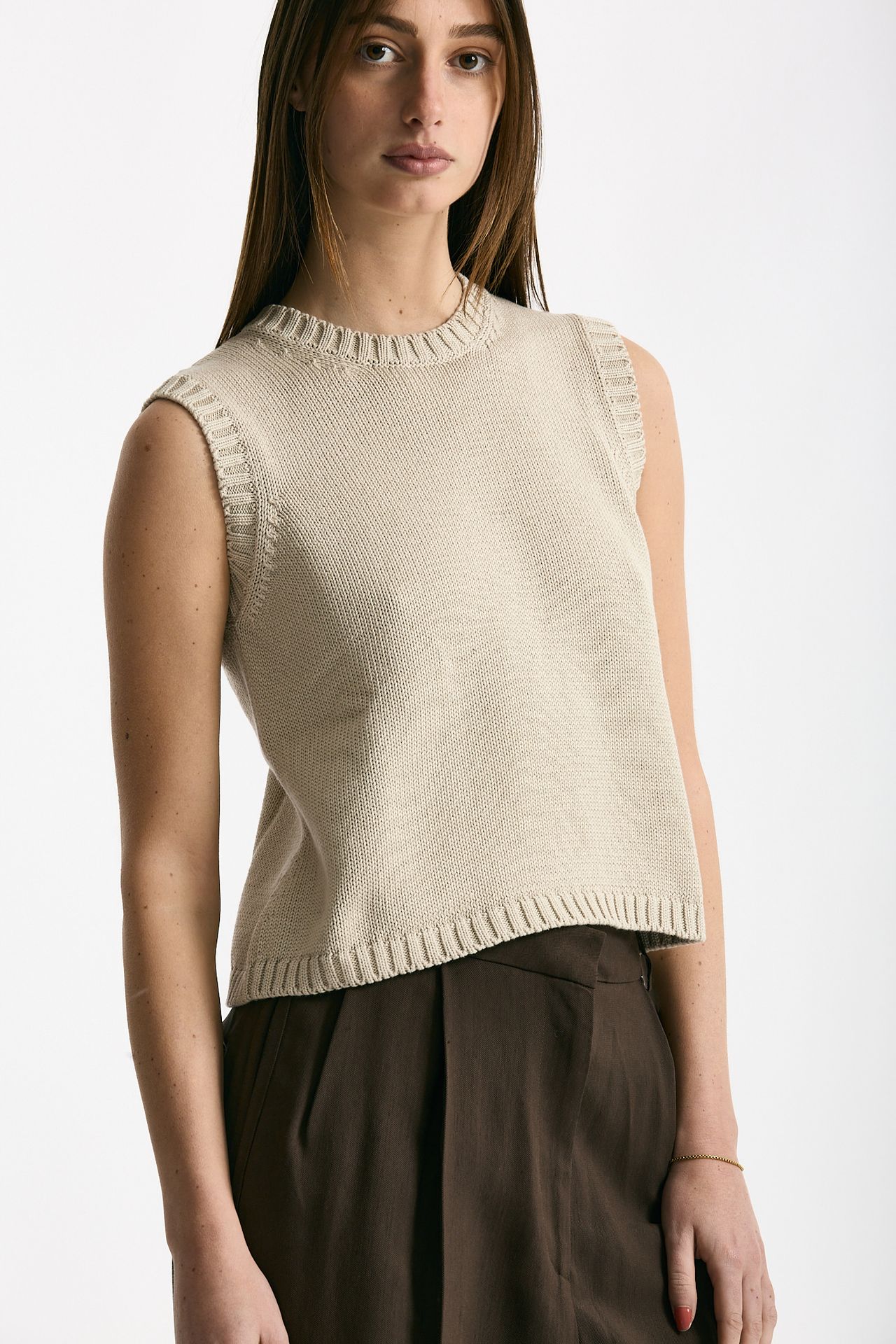 Gilet in maglia beige donna Scaglione - 4