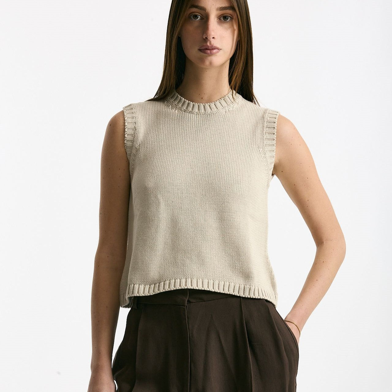 Gilet in maglia beige donna Scaglione - 6