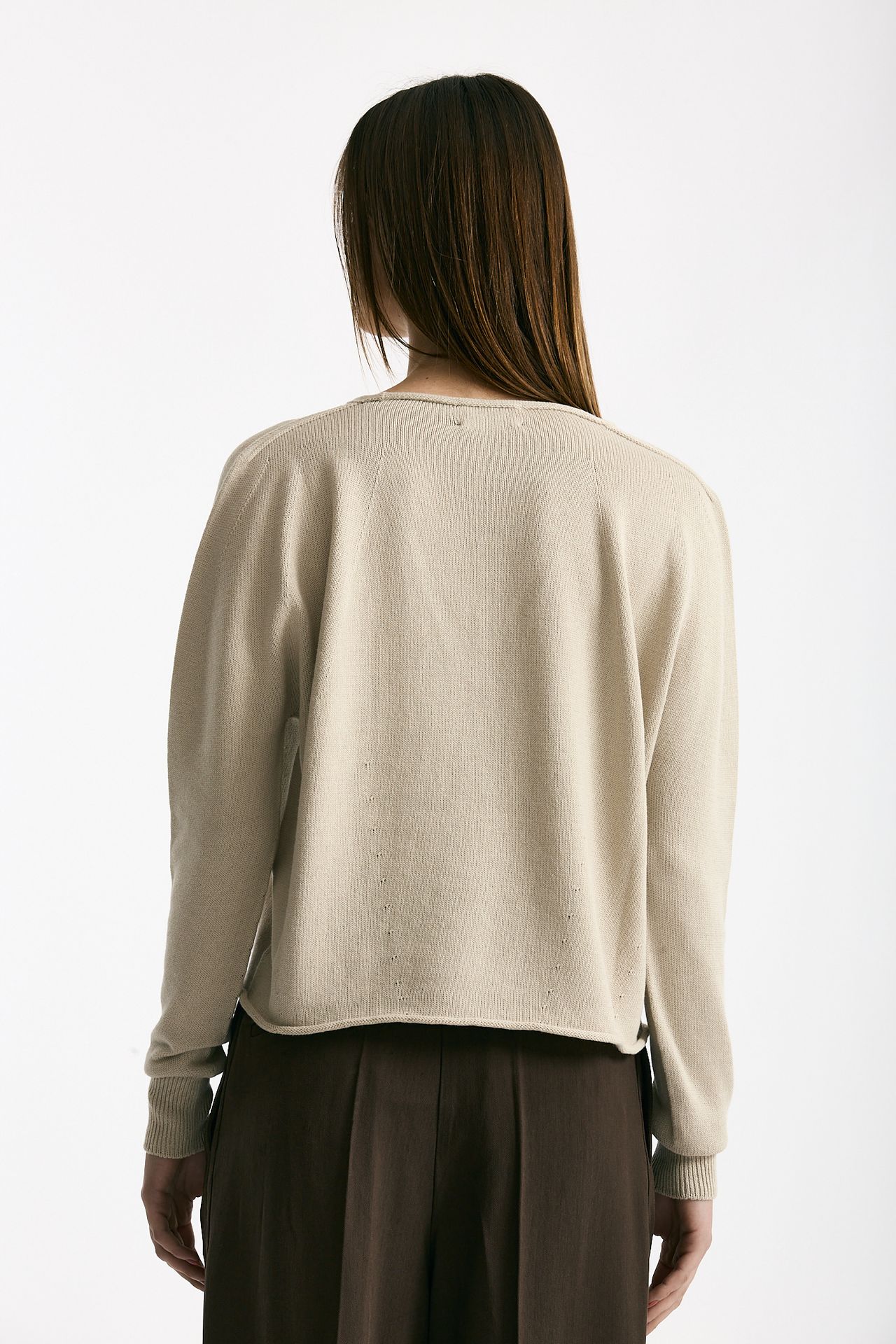 Maglia scollo V in cotone beige donna Scaglione - 2