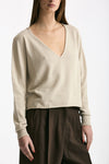 Maglia scollo V in cotone beige donna Scaglione - 3