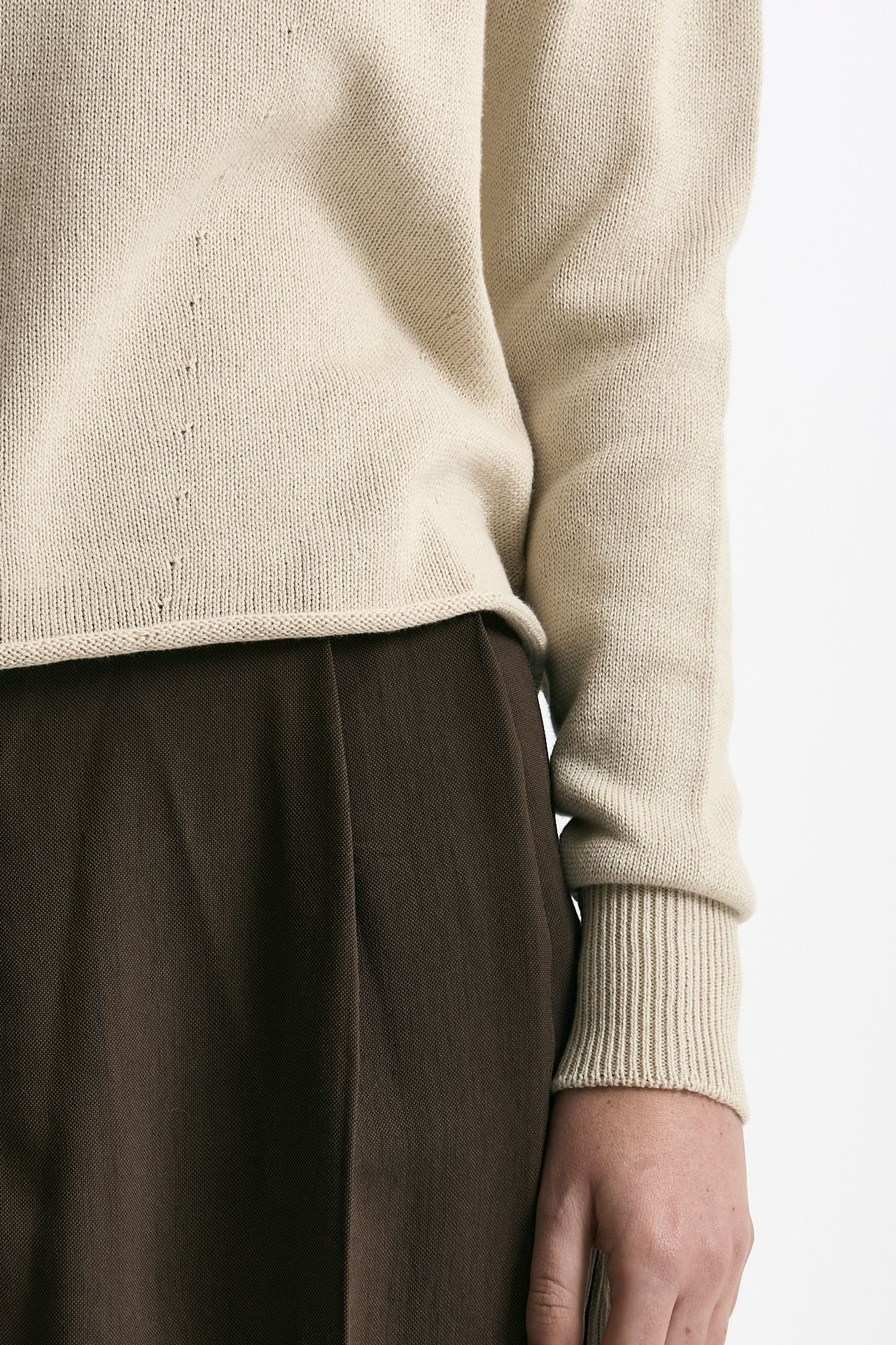 Maglia scollo V in cotone beige donna Scaglione - 4