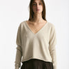 Maglia scollo V in cotone beige donna Scaglione - 5