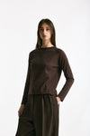 Maglia in cotone light marrone donna Scaglione - 1