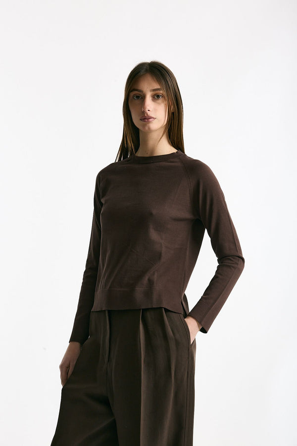 Maglia in cotone light marrone donna Scaglione