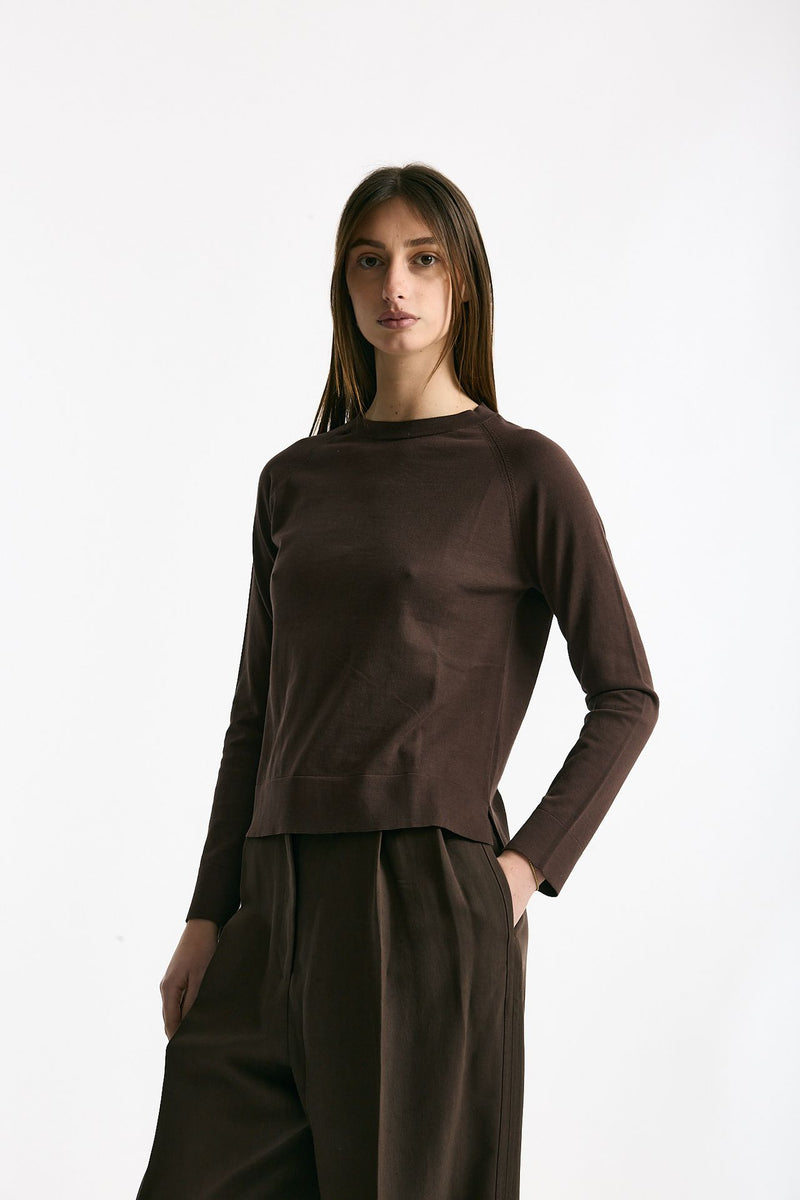 Maglia in cotone light marrone donna Scaglione - 1