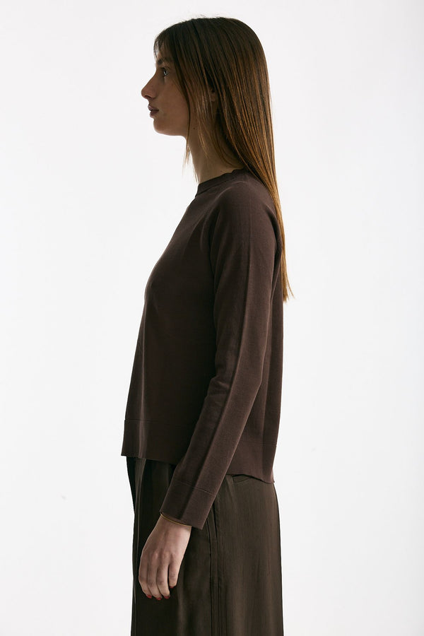 Maglia in cotone light marrone donna Scaglione