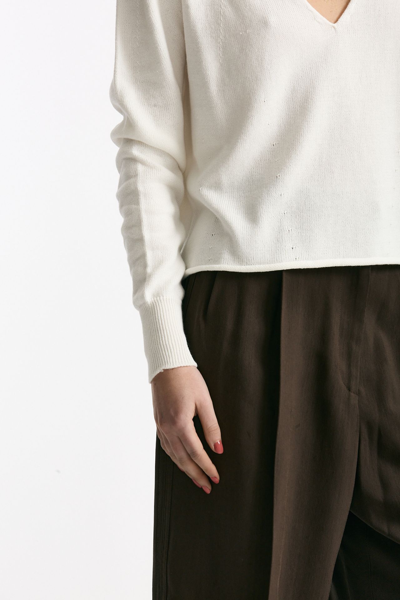 Maglia scollo a v in cotone bianco donna Scaglione - 5