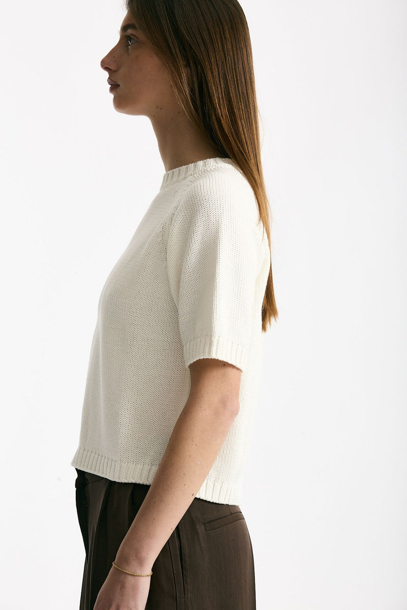 Maglia girocollo boxy bianco donna Scaglione - 2