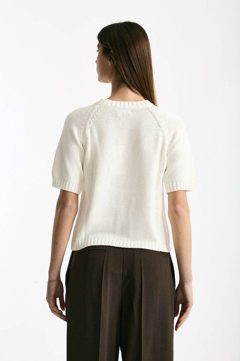 Maglia girocollo boxy bianco donna Scaglione - 3