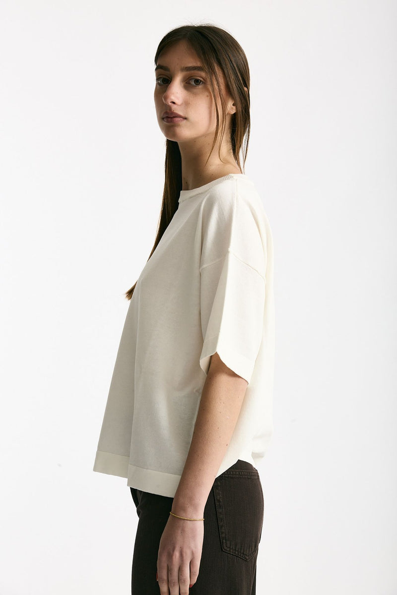 Maglia girocollo over bianco donna Scaglione - 2