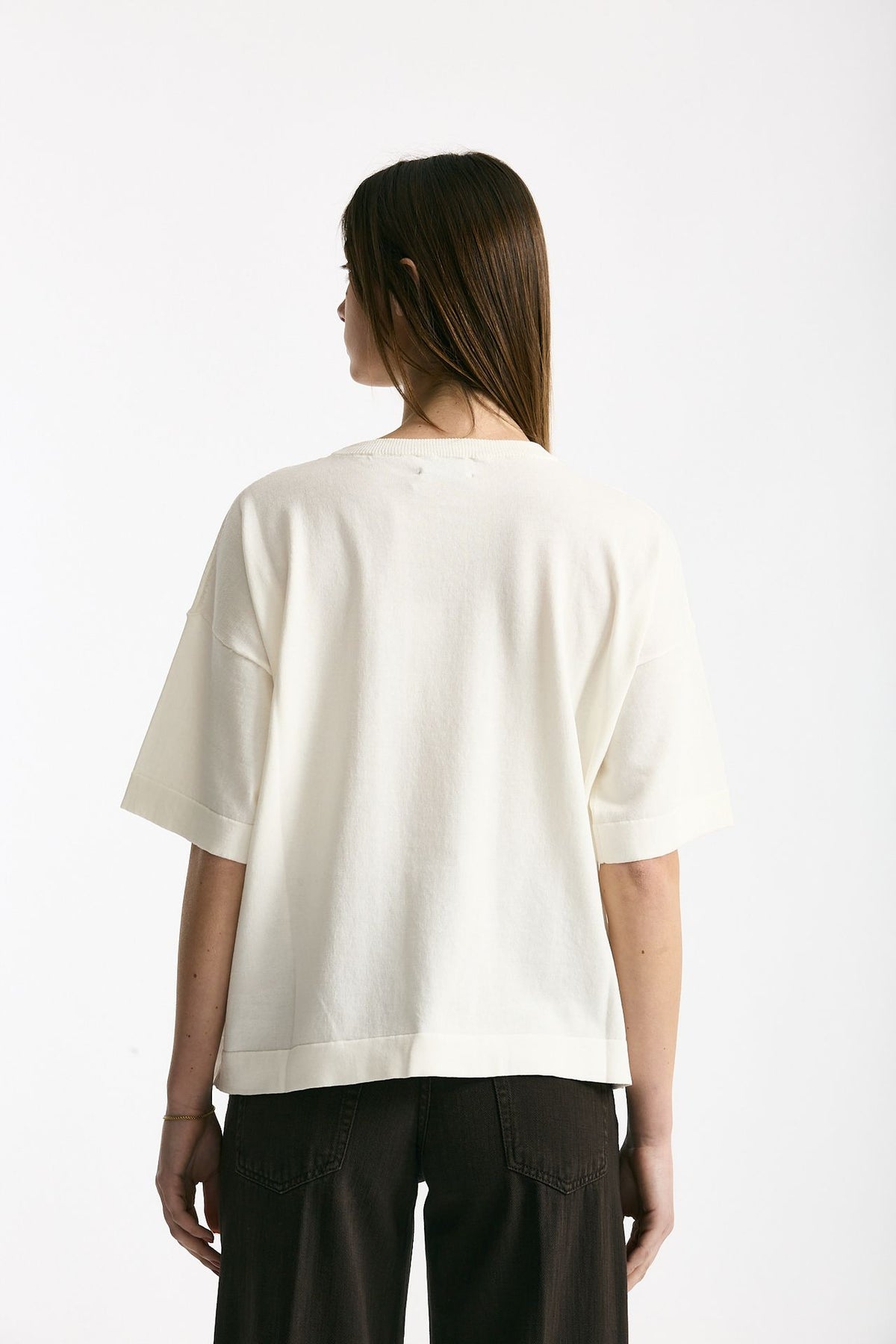 Maglia girocollo over bianco donna Scaglione - 3